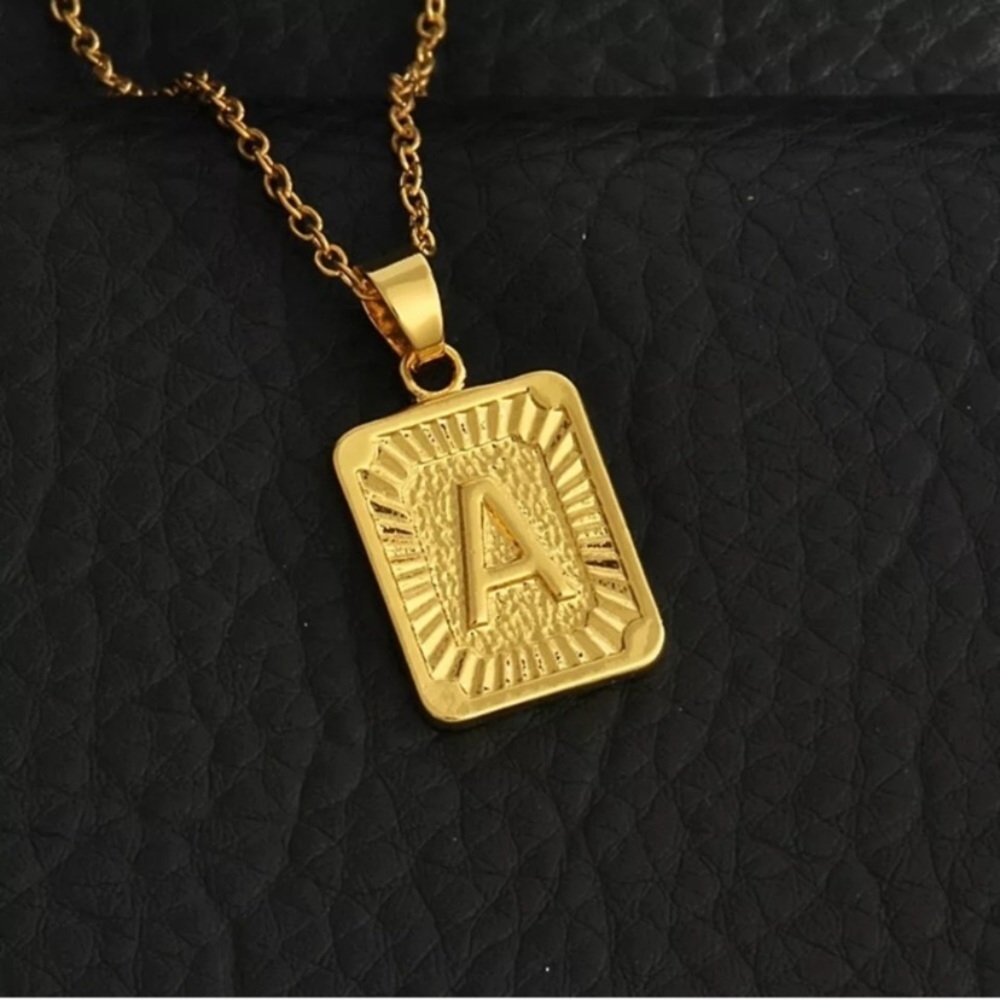 Gold Initial Letter Necklace Link Personalized A